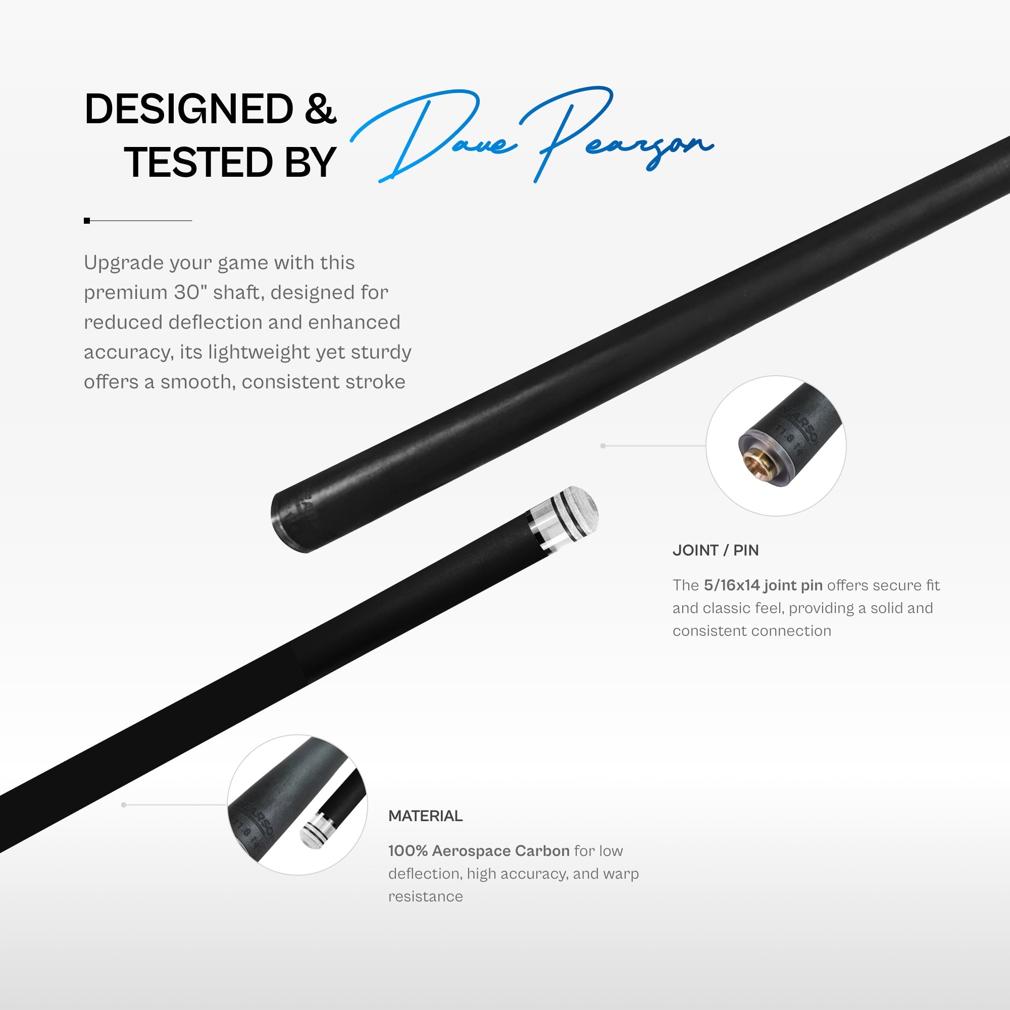 Pearson Carbon Clear 2 Shaft 5/16×14