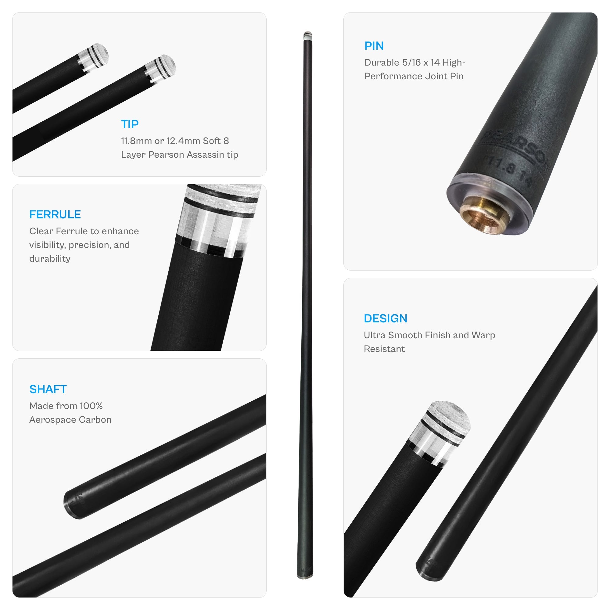 Pearson Carbon Clear 2 Shaft 5/16×14