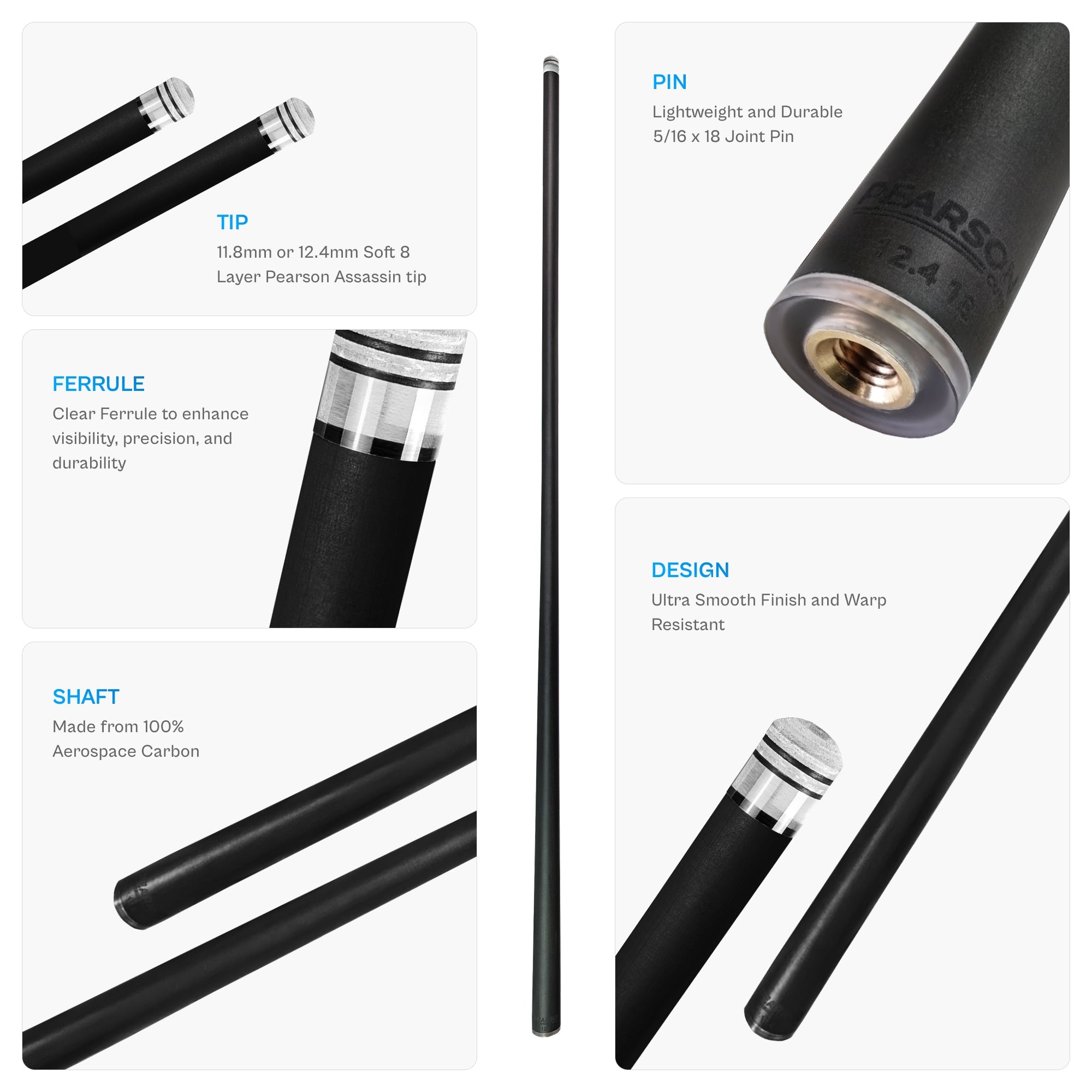 Pearson Carbon Clear 2 Shaft 5/16×18