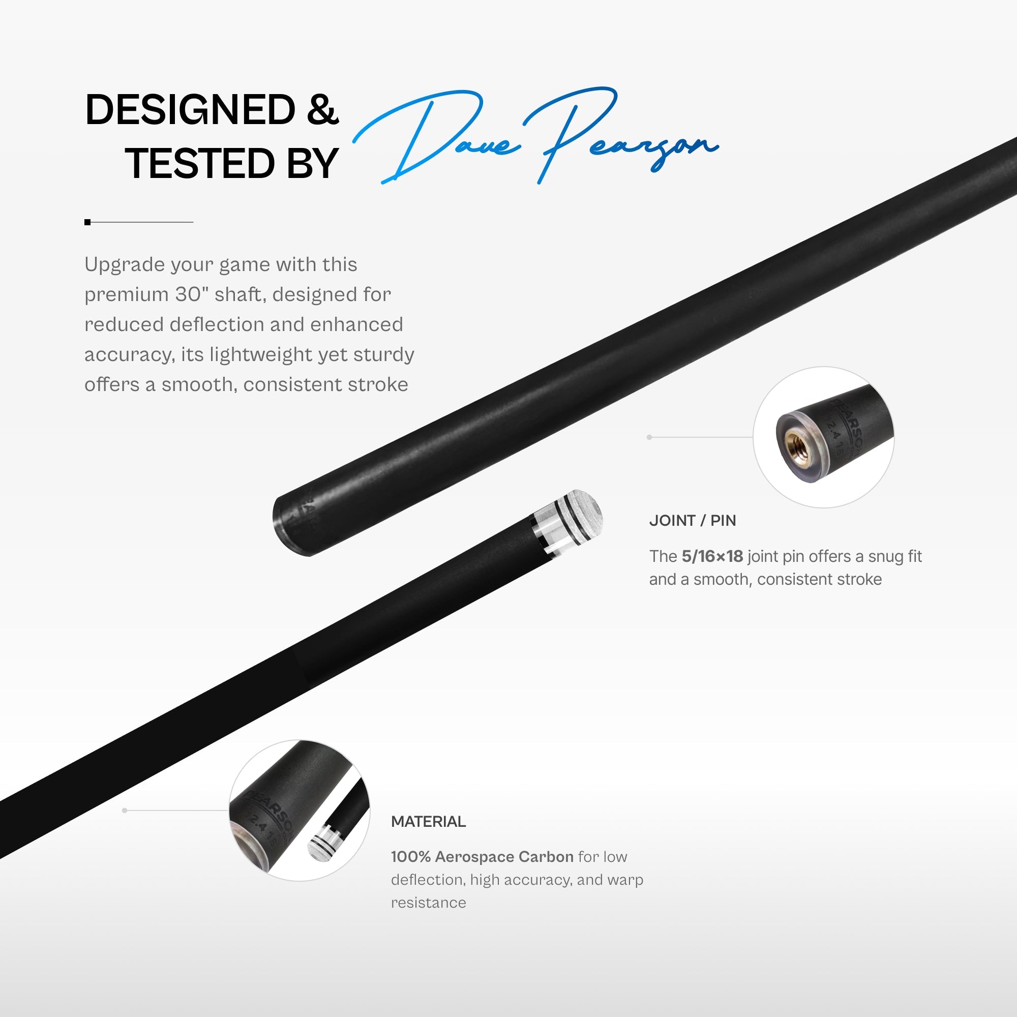 Pearson Carbon Clear 2 Shaft 5/16×18