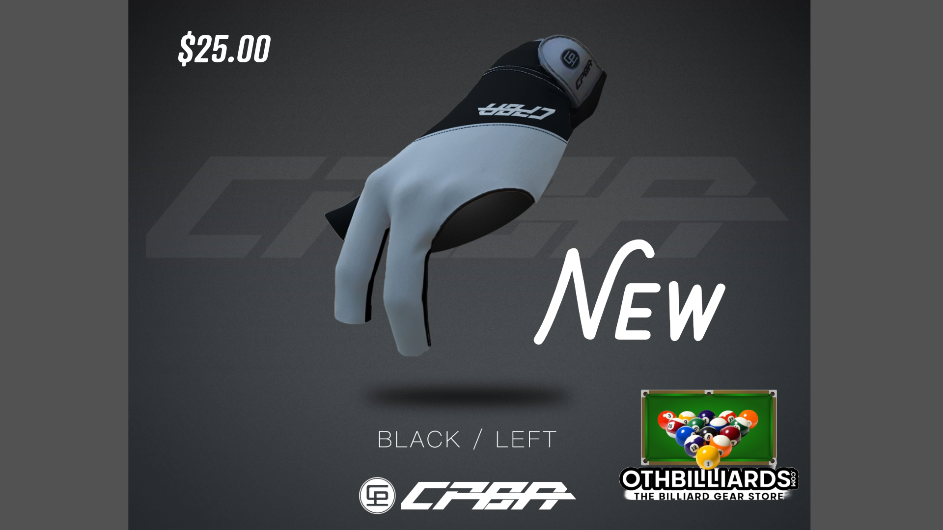 CPBA Professional Billiard Glove Open Finger (Left Hand)