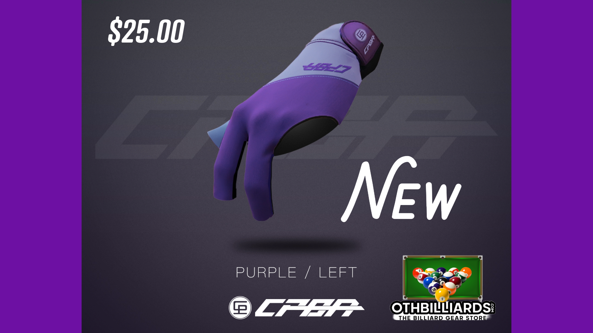 CPBA Professional Billiard Glove Open Finger (Left Hand)