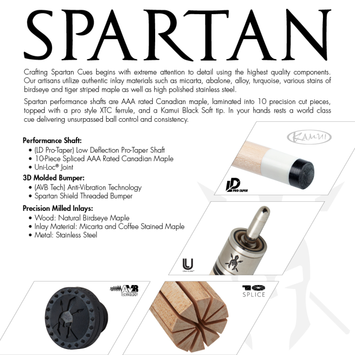 Spartan Pool Cue - Leather Wrap